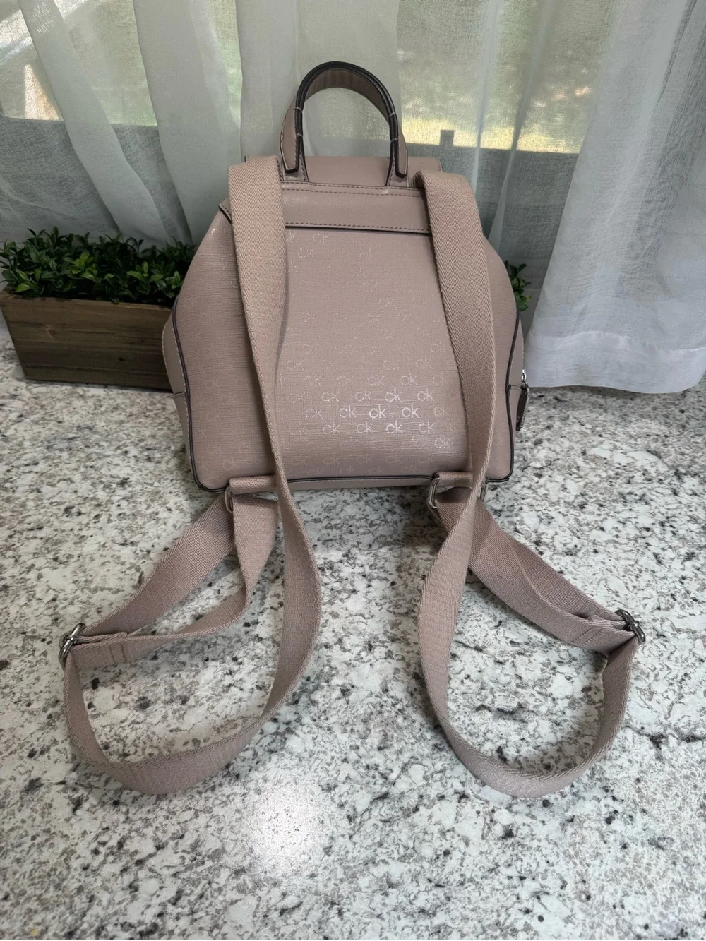 Calvin Klein Blush Pink Logo-Print Backpack